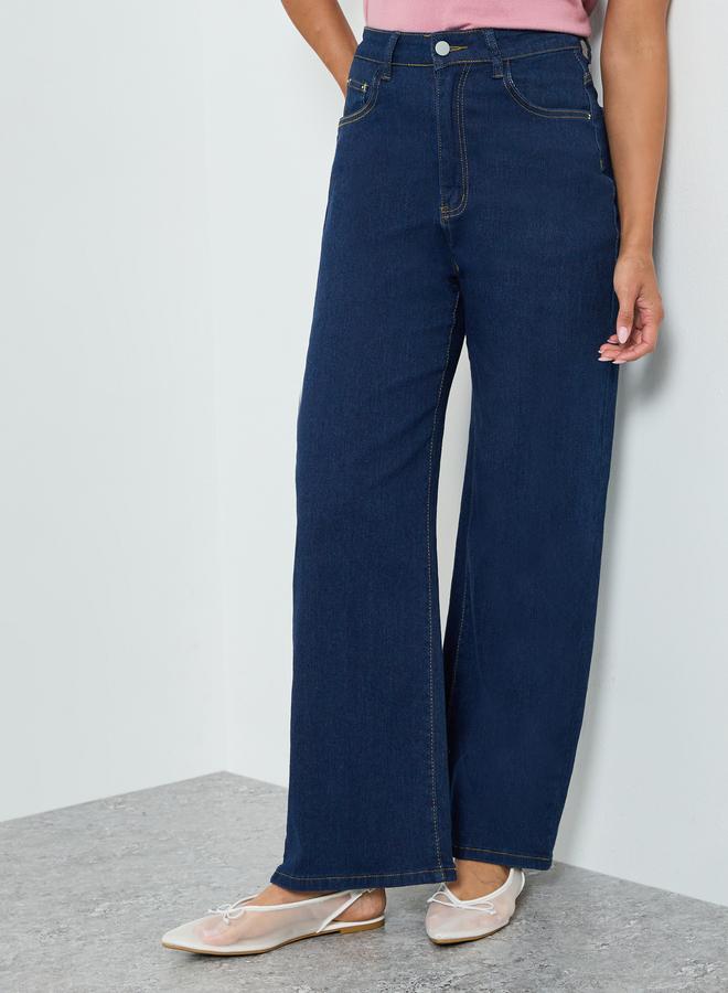 ستايلي جينز بقصة أرجل واسعة وخصر عالي - Image 1